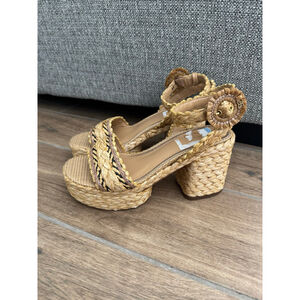 Women's Sam Edelman Beige Brown Woven Platform Sandals size 8